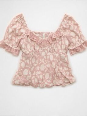 AE pink floral babydoll blouse